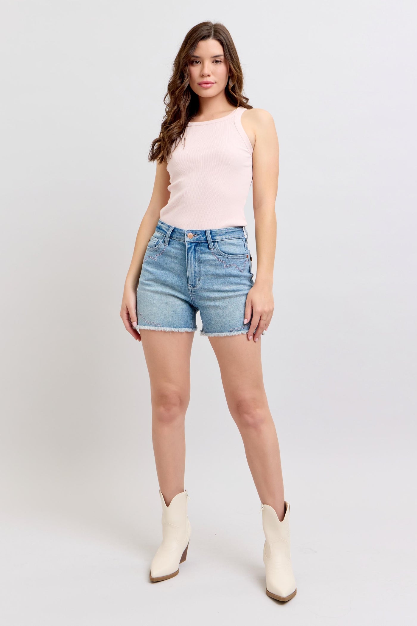 Judy Blue High Waist Western Embroidery Shorts