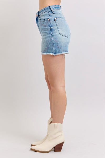 Judy Blue High Waist Western Embroidery Shorts