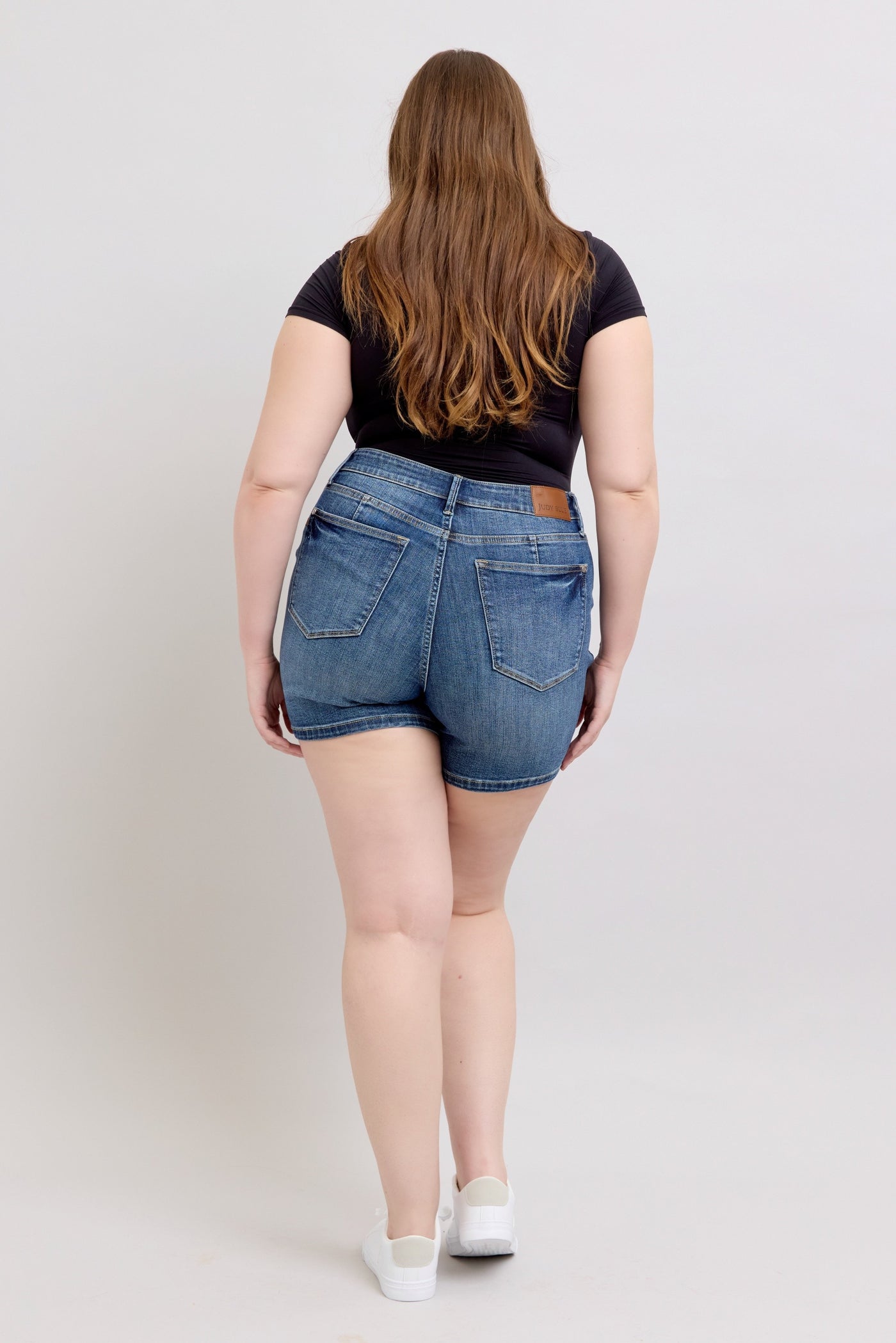 Judy Blue Mid Rise Tummy Control Mid Length Shorts