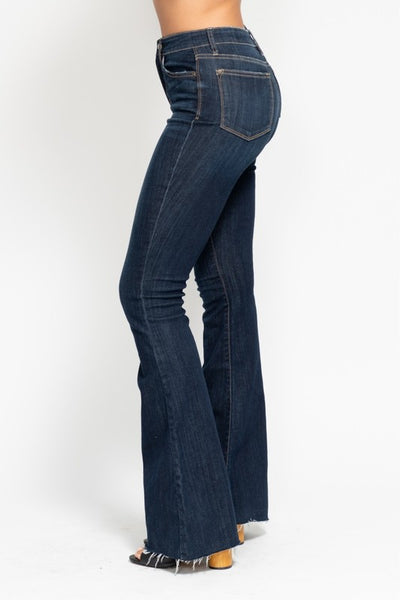 Judy Blue Raw Hem Flare Jeans