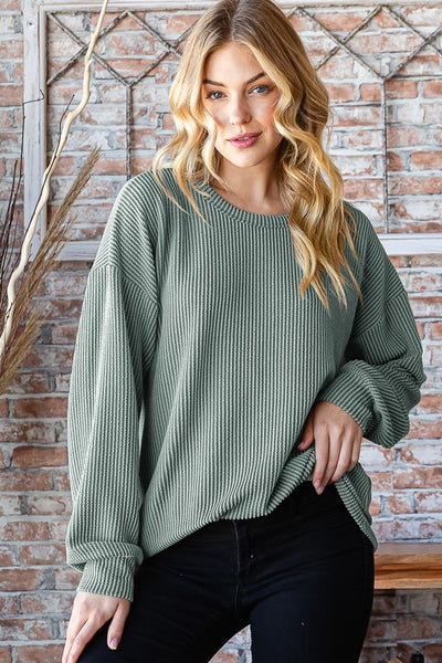 Puff Sleeve Ribbed Top