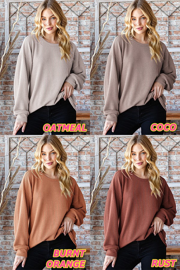 Puff Sleeve Ribbed Top