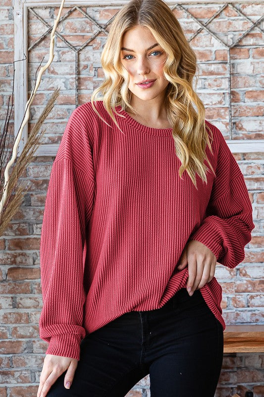 Puff Sleeve Ribbed Top