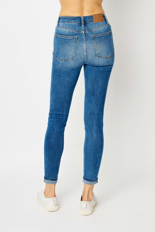 Judy Blue High Waist Cuffed Hem Skinny Jeans