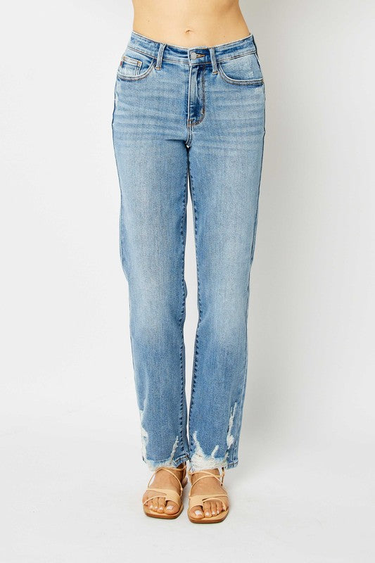 Judy Blue High Waist Straight Leg Destroyed Jeans