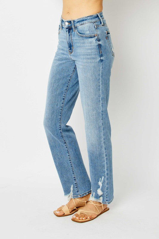 Judy Blue High Waist Straight Leg Destroyed Jeans