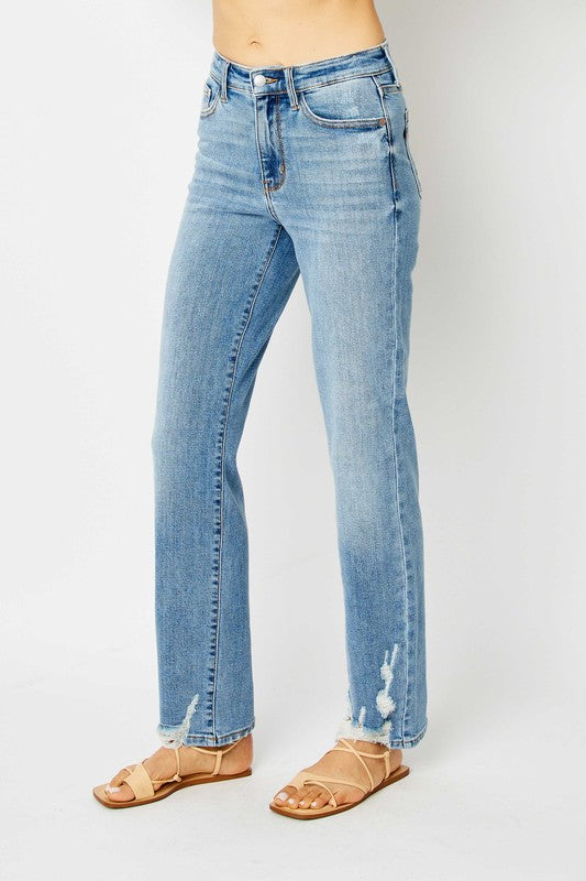 Judy Blue High Waist Straight Leg Destroyed Jeans