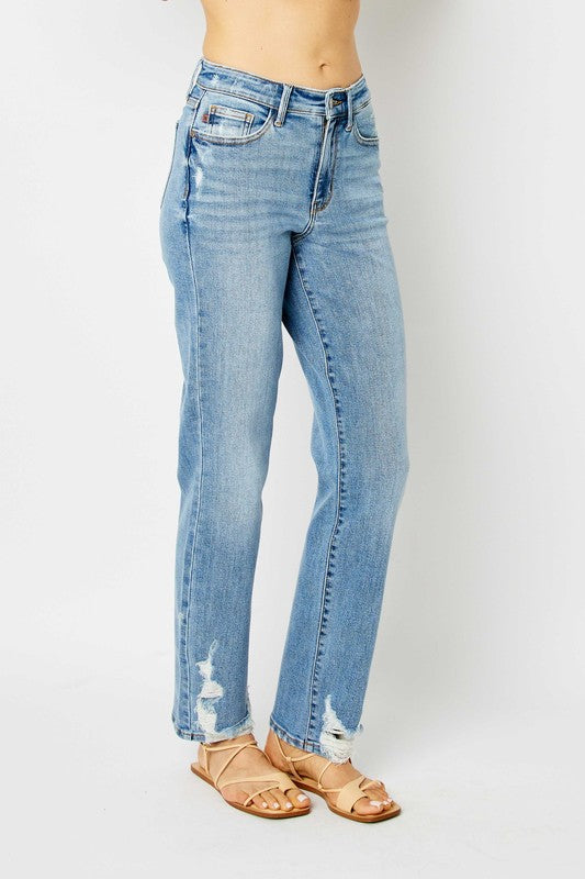 Judy Blue High Waist Straight Leg Destroyed Jeans