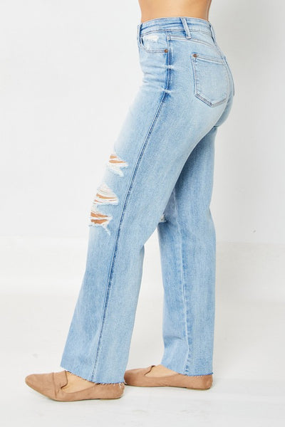 Judy Blue High Waist Destroyed Straight Leg Jeans