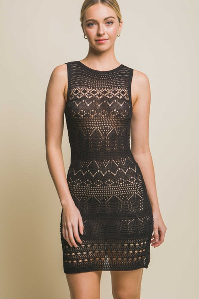 Crochet Mesh Midi Dress