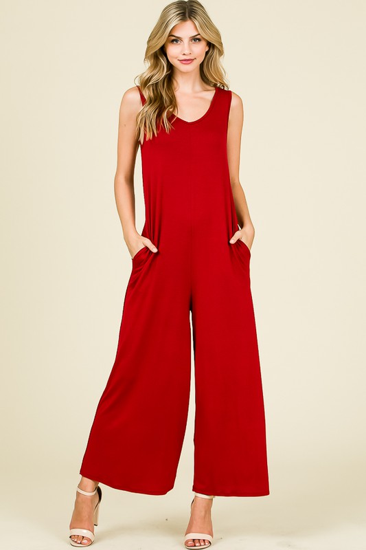 Sleeveless Jumpsuit with Pockets