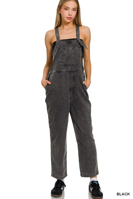 Washed Knot Strap Overalls