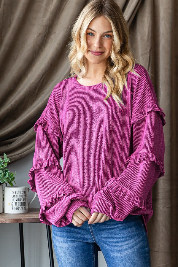 Puff Sleeve Ruffle Top