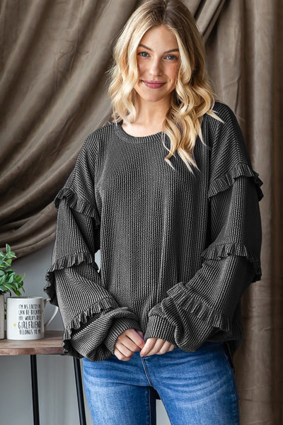 Puff Sleeve Ruffle Top