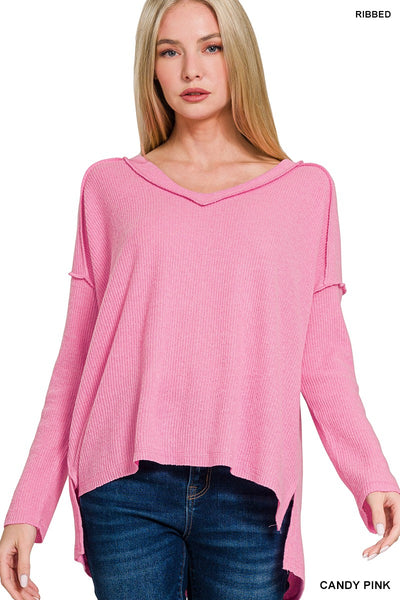 Ribbed V Neck Sweater