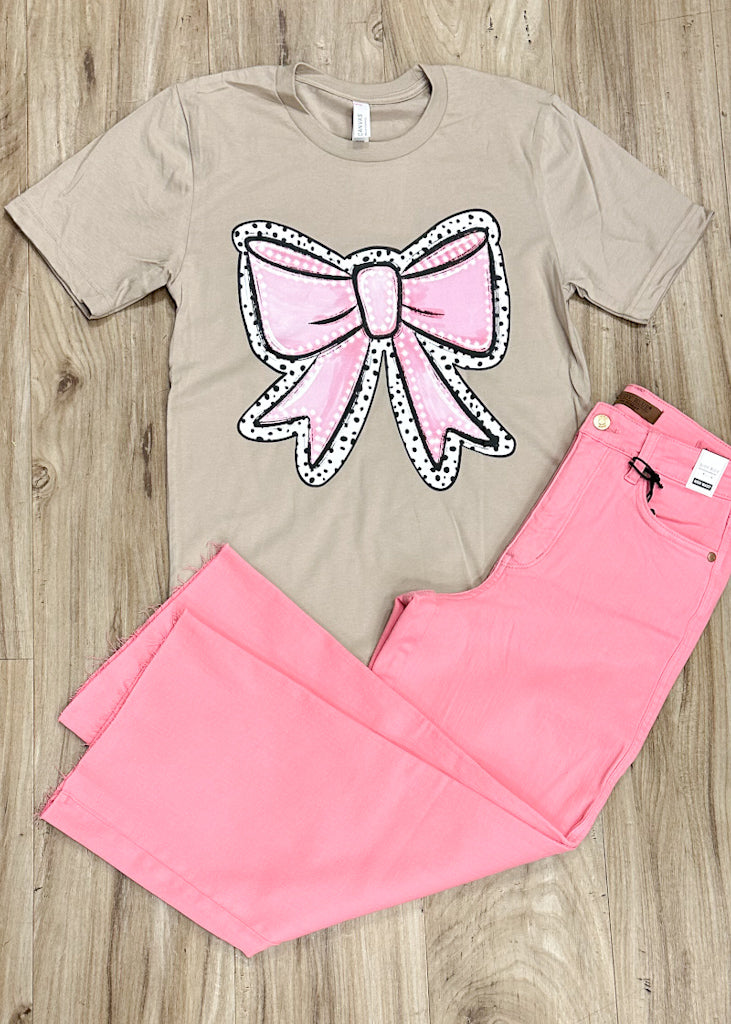 Pink Spotted Bow Tee