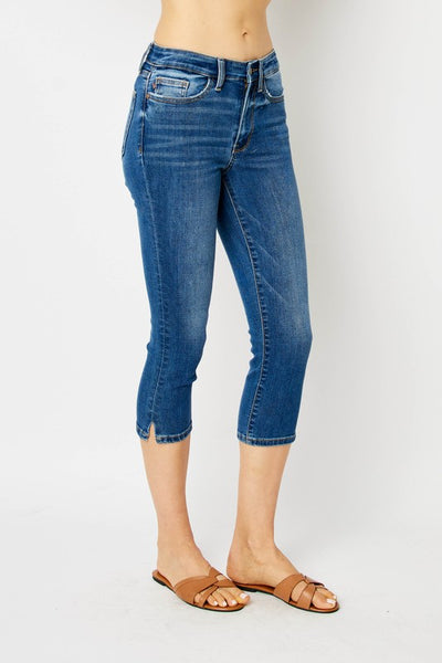 Judy Blue Mid Rise Capris with Side Slits