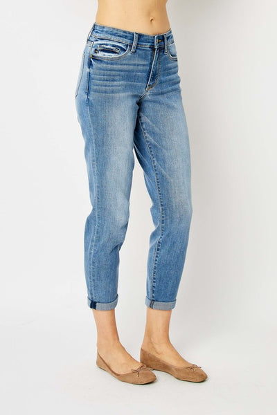 Judy Blue Mid Rise Cuffed Hem Jeans