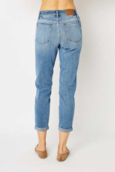 Judy Blue Mid Rise Cuffed Hem Jeans