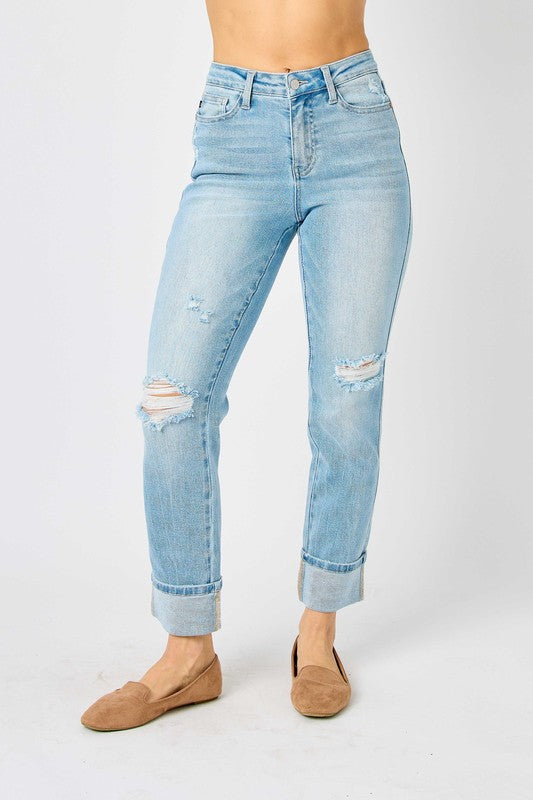 Judy Blue Mid Rise Flag Pocket Boyfriend Jeans