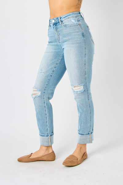 Judy Blue Mid Rise Flag Pocket Boyfriend Jeans