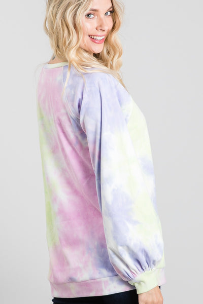 Tie Dye Puff Long Sleeve Top