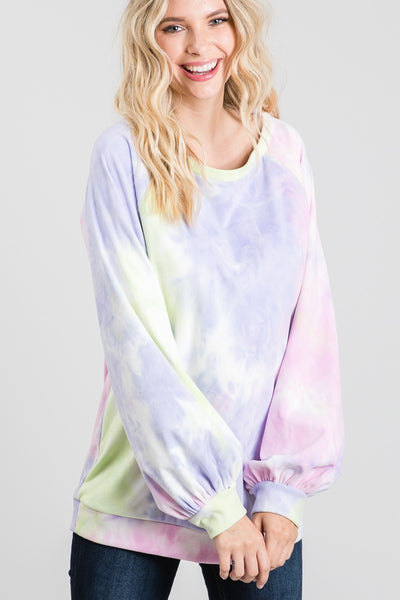 Tie Dye Puff Long Sleeve Top