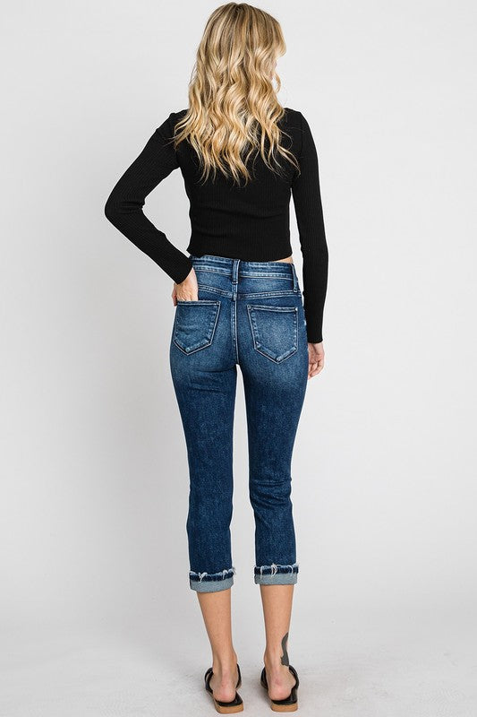 Petra Mid Rise Skinny Cuffed Capri