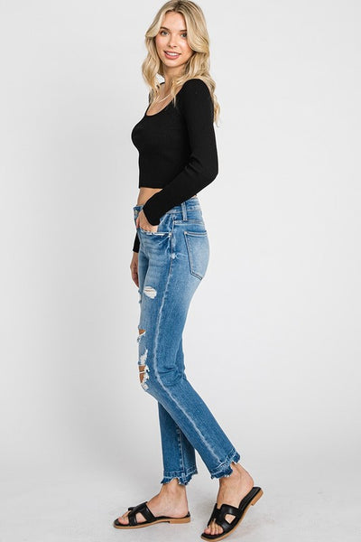 Petra Mid Rise Slim Straight Jeans