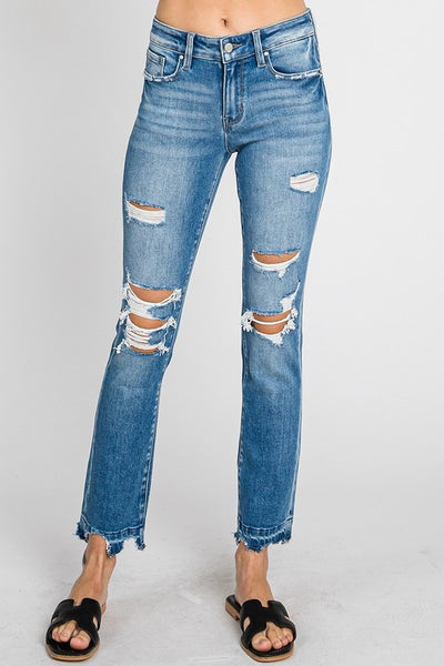 Petra Mid Rise Slim Straight Jeans