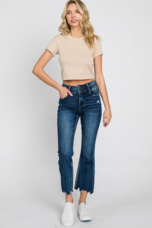 Petra High Rise Crop Bootcut Jeans