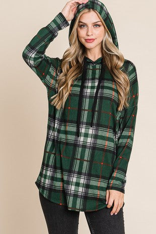 Plaid Knit Hoodie