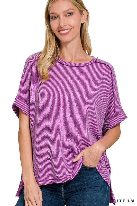 Ribbed Cuff Sleeve Top