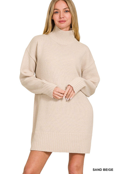 Turtle Neck Mini Sweater Dress