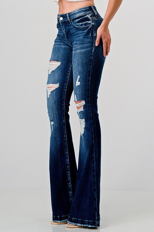 Petra Mid Rise Petite Flare Jeans