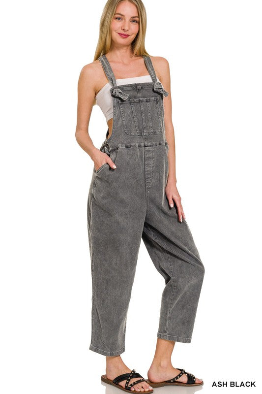 Washed Knot Strap Overalls